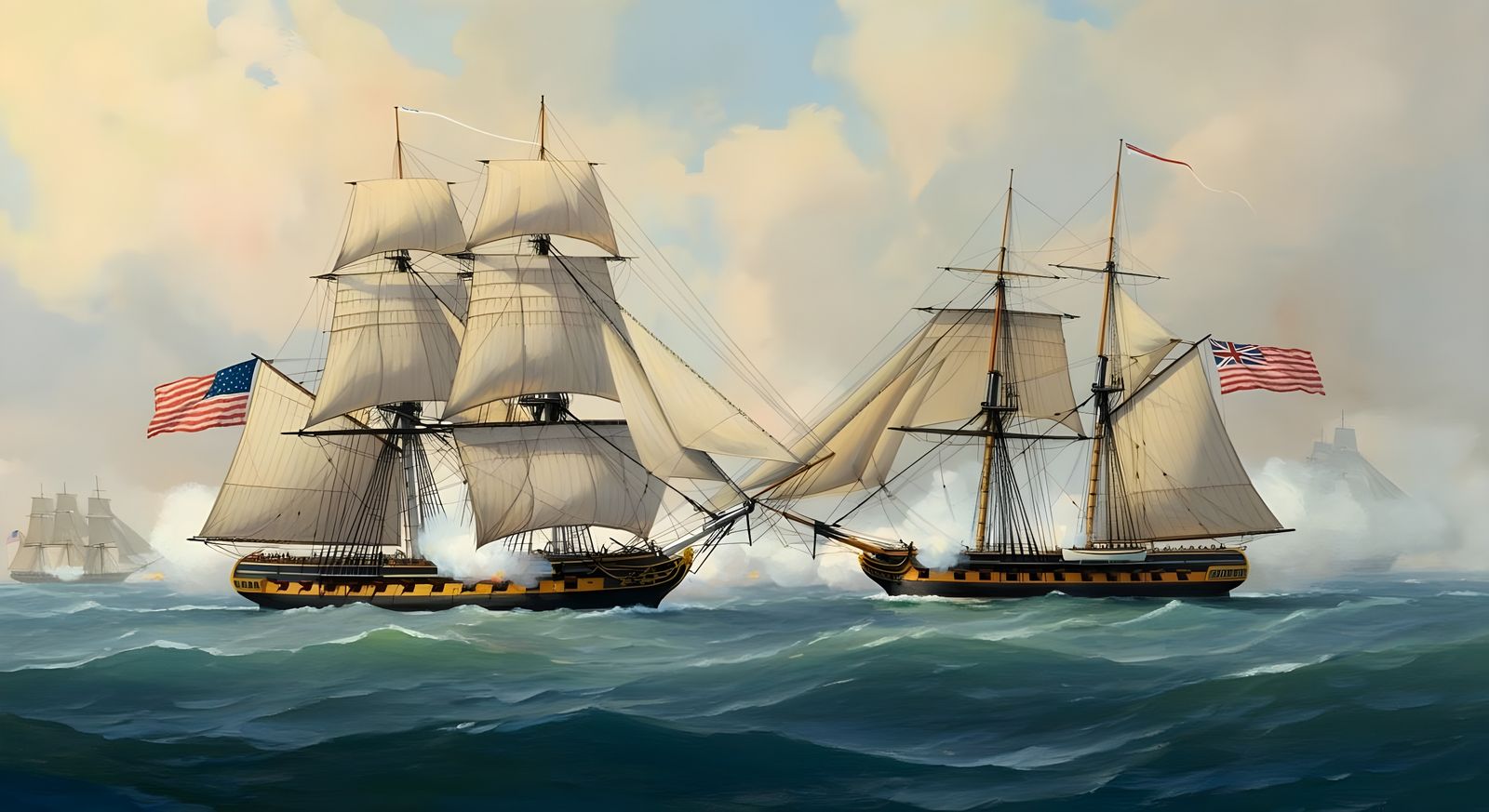 Naval Duel: USS Constitution vs HMS Guerriere in a Stormy Se...