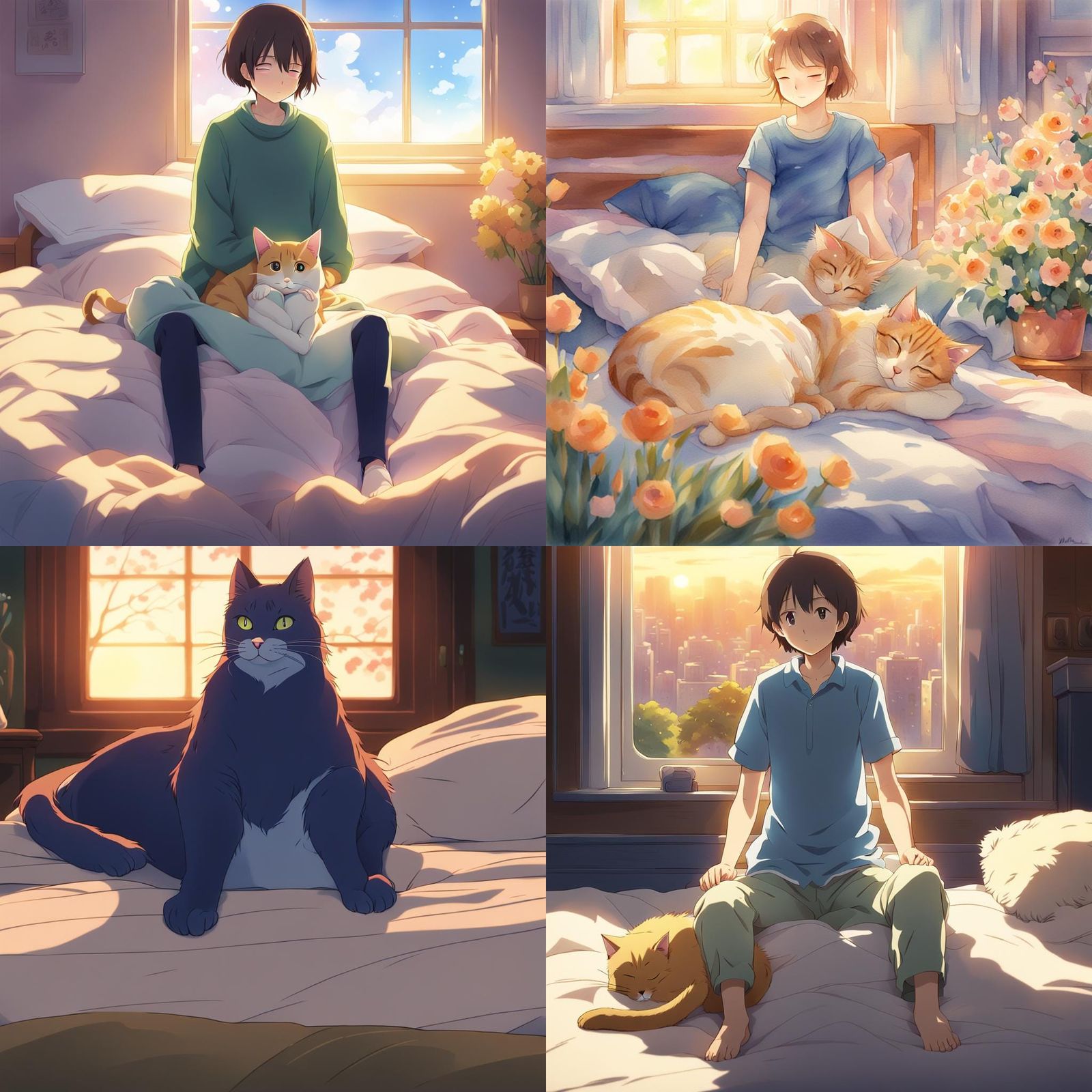 Romantic Cat in Anime Style