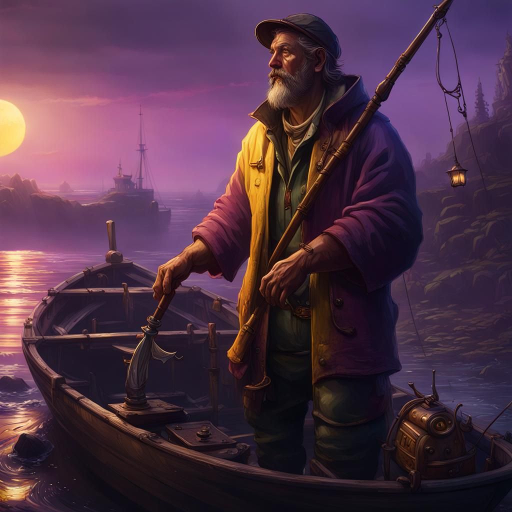 Fisherman in Dark Fantasy Style, 8K Resolution