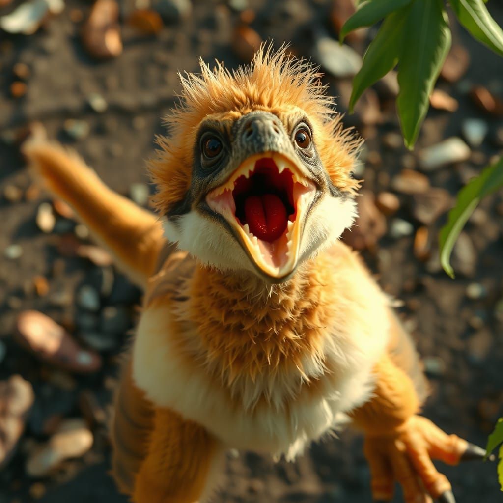 fluffy little dinosaur bird