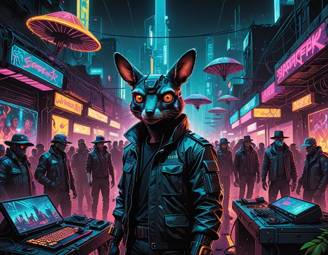 Forest Animals Fiesta at Cyber Bot Festival in Cyberpunk Sty...