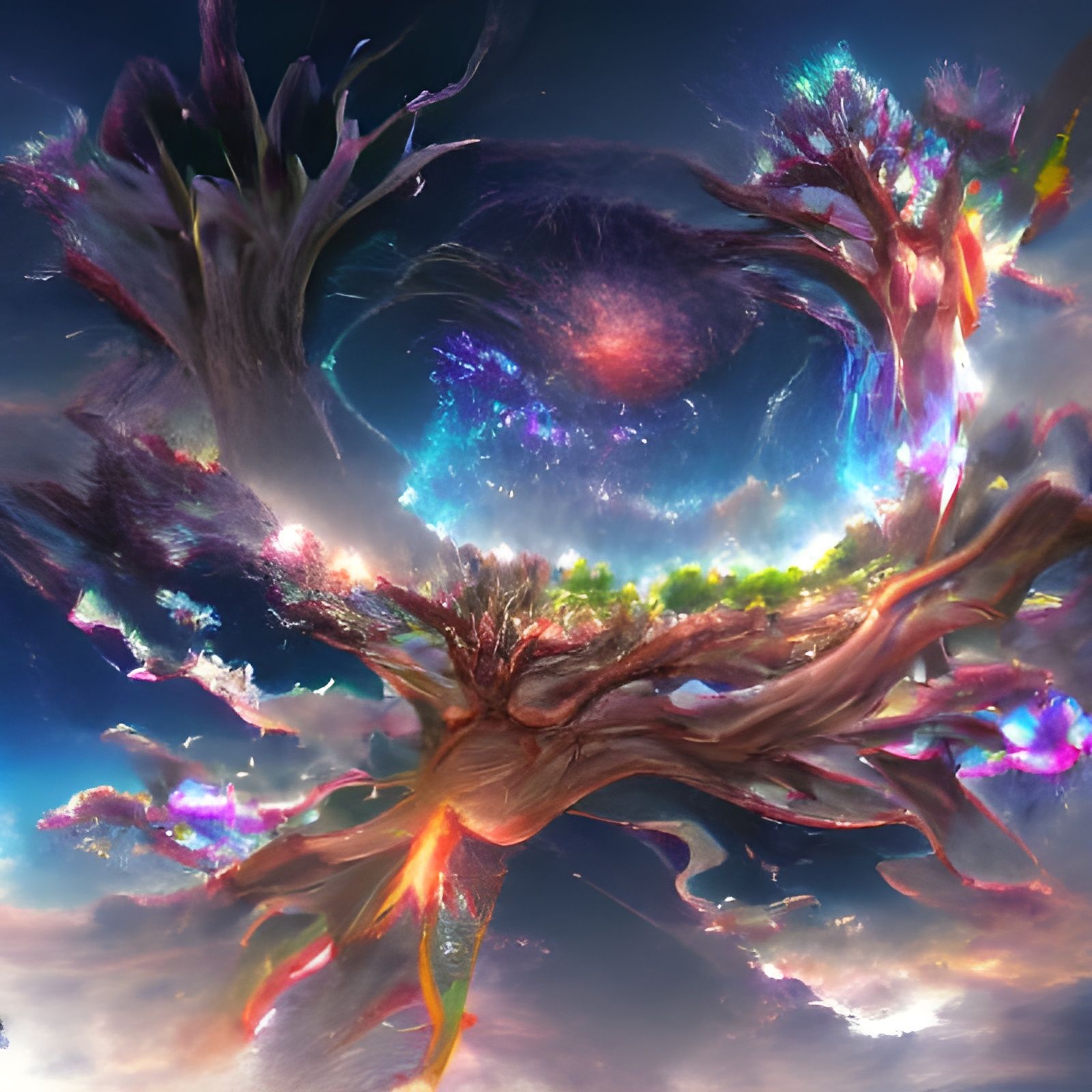 Yggdrasil: Cosmic Tree in Holographic Astral Style