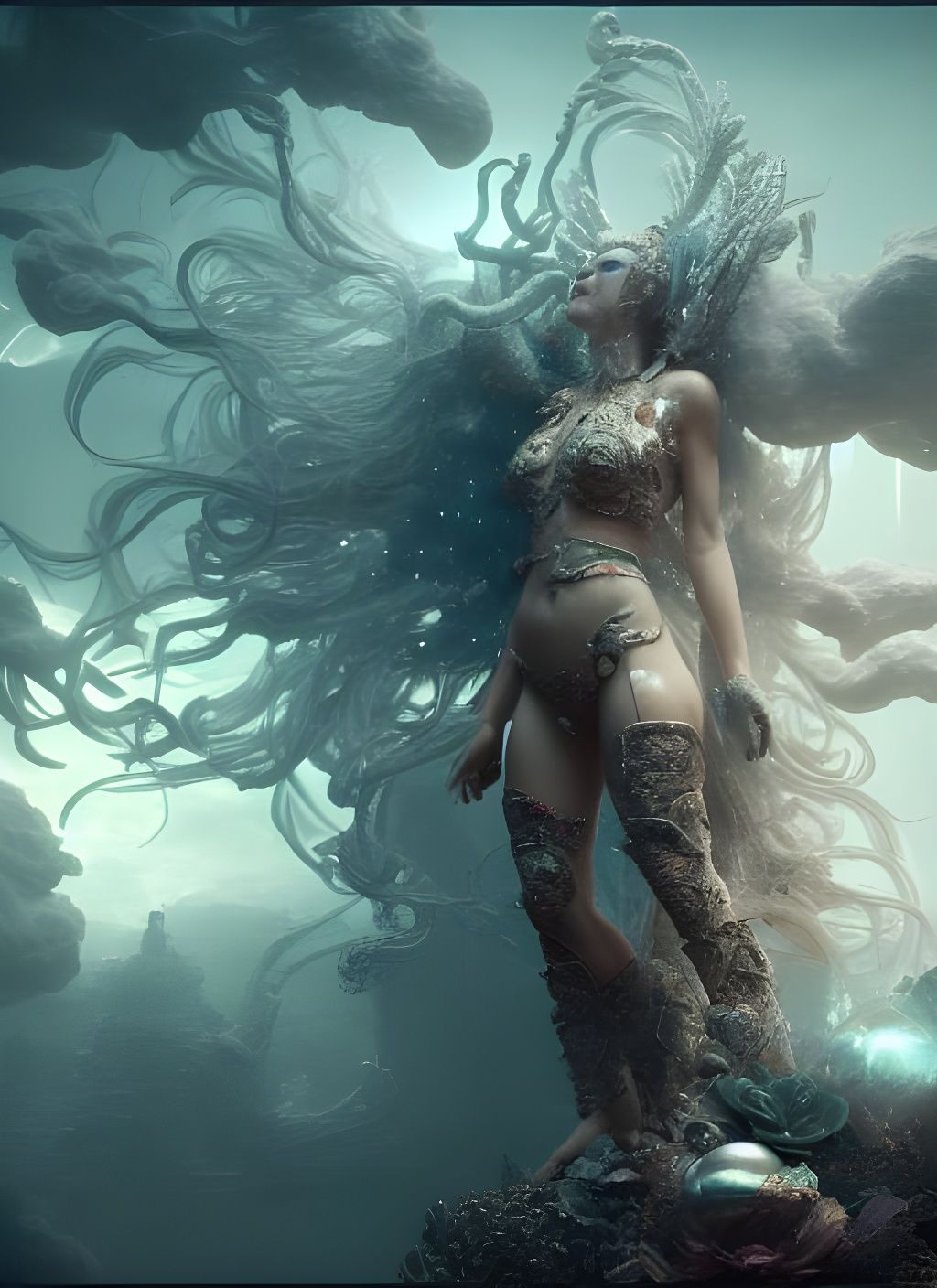 Goddess of Oxygen in Art Nouveau Style