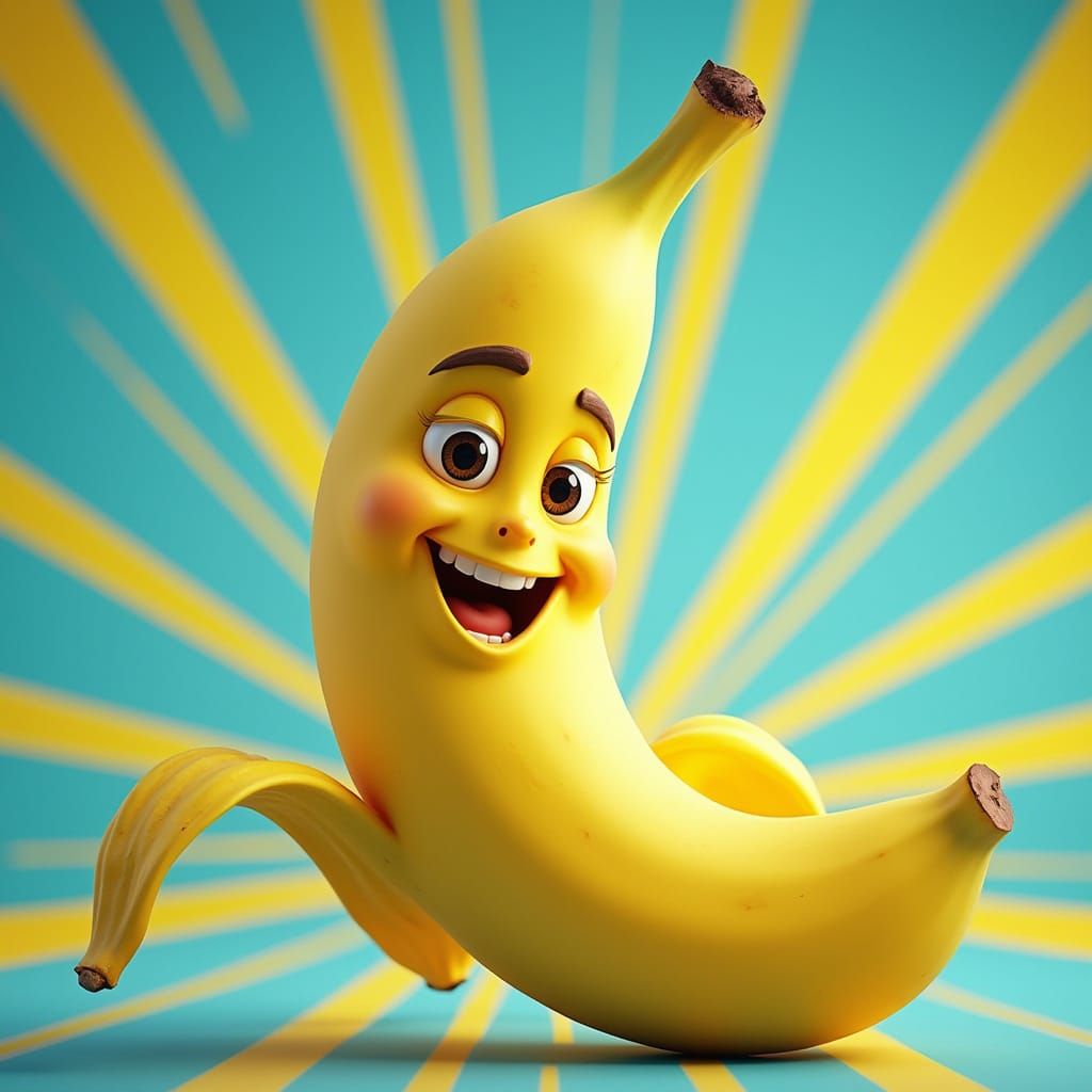 Banana with a Face: Pixar-Style 3D Digital Art