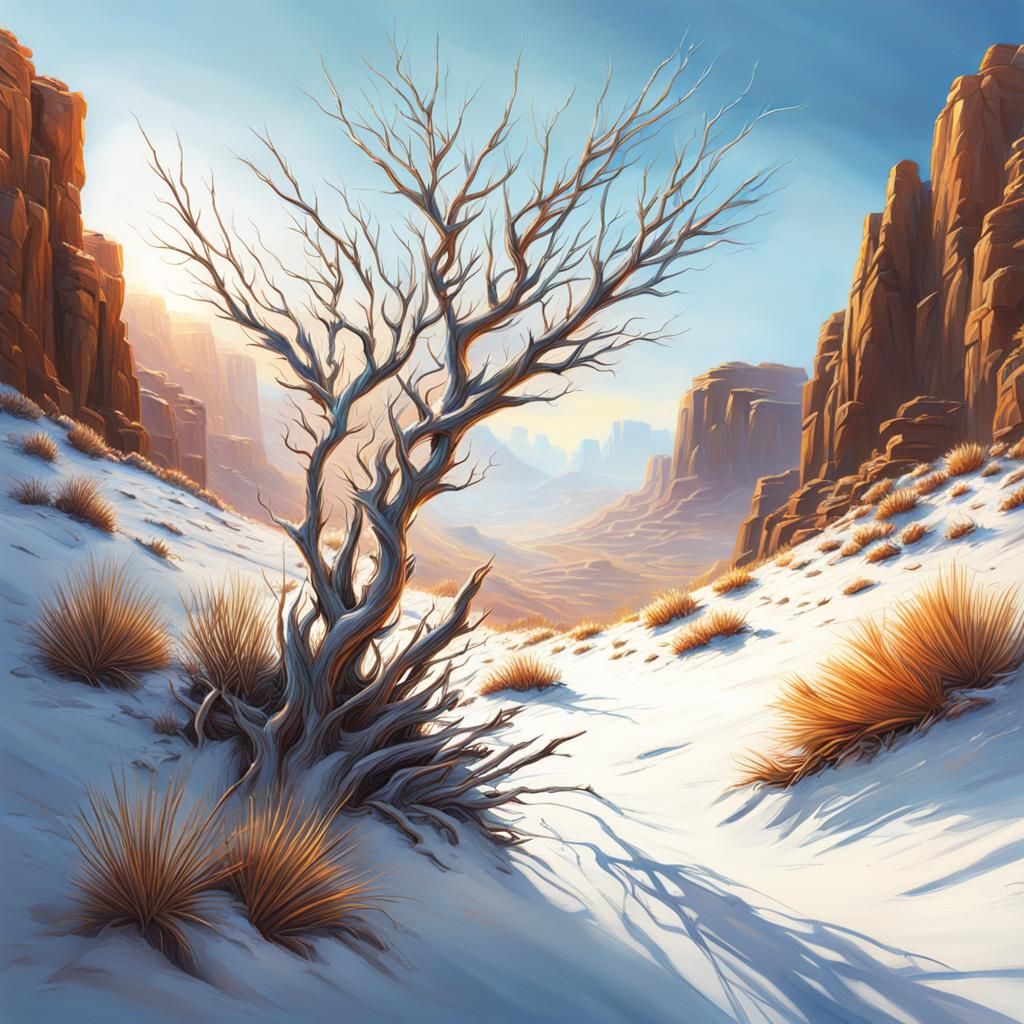 Hyperrealistic Snowy Desert Landscape Concept Art