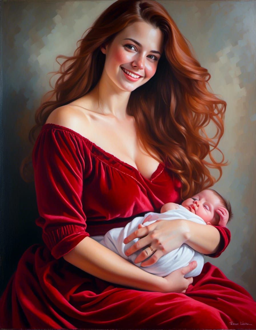 Joyful Mother and Newborn Portrait