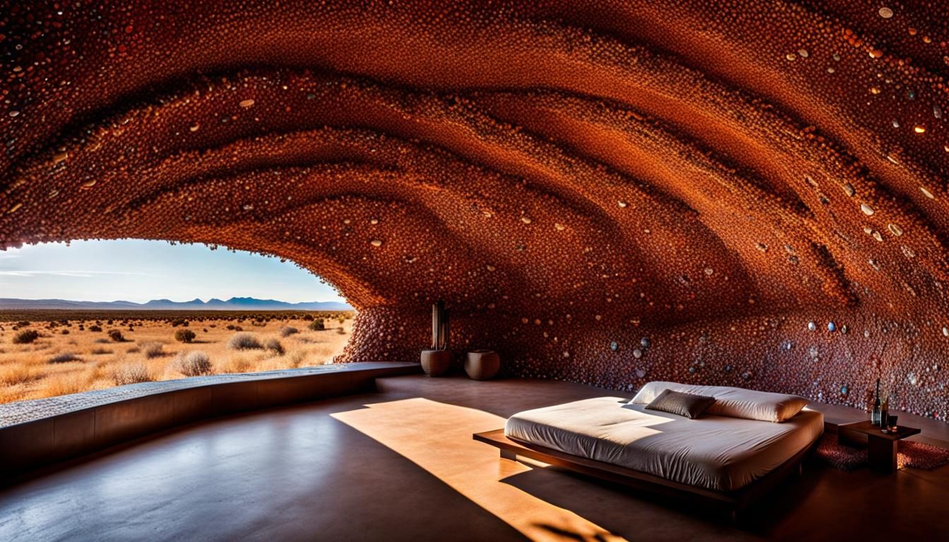 Australian Outback Dugout House with Opal Crystal Walls