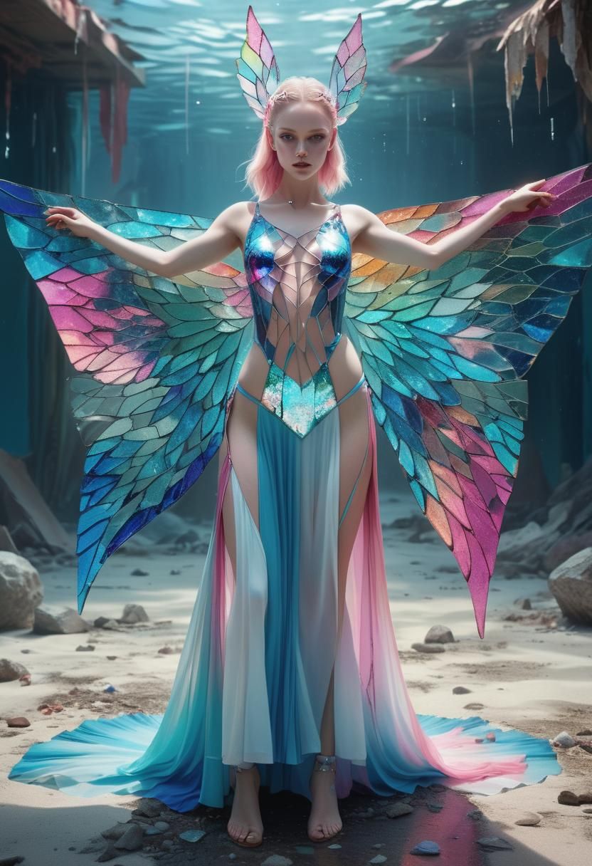 Model in Glass Swimsuit: Art Nouveau Fantasy