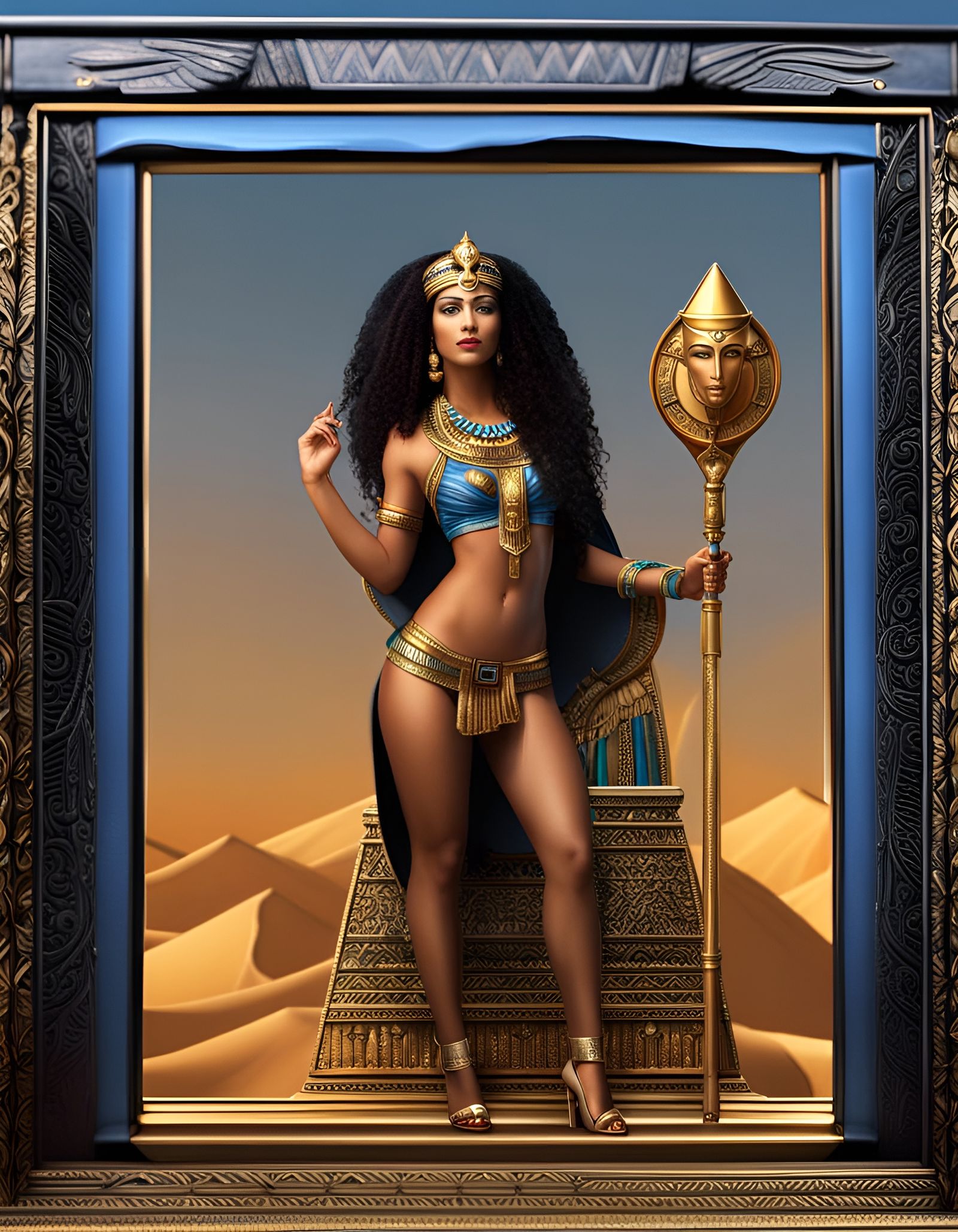 Hyperrealistic Egyptian Goddess Emerging From Frame
