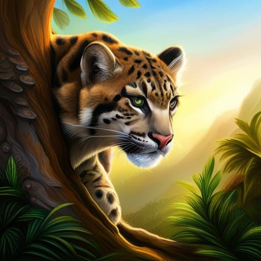 Clouded Leopard Portrait in Mountain Forest