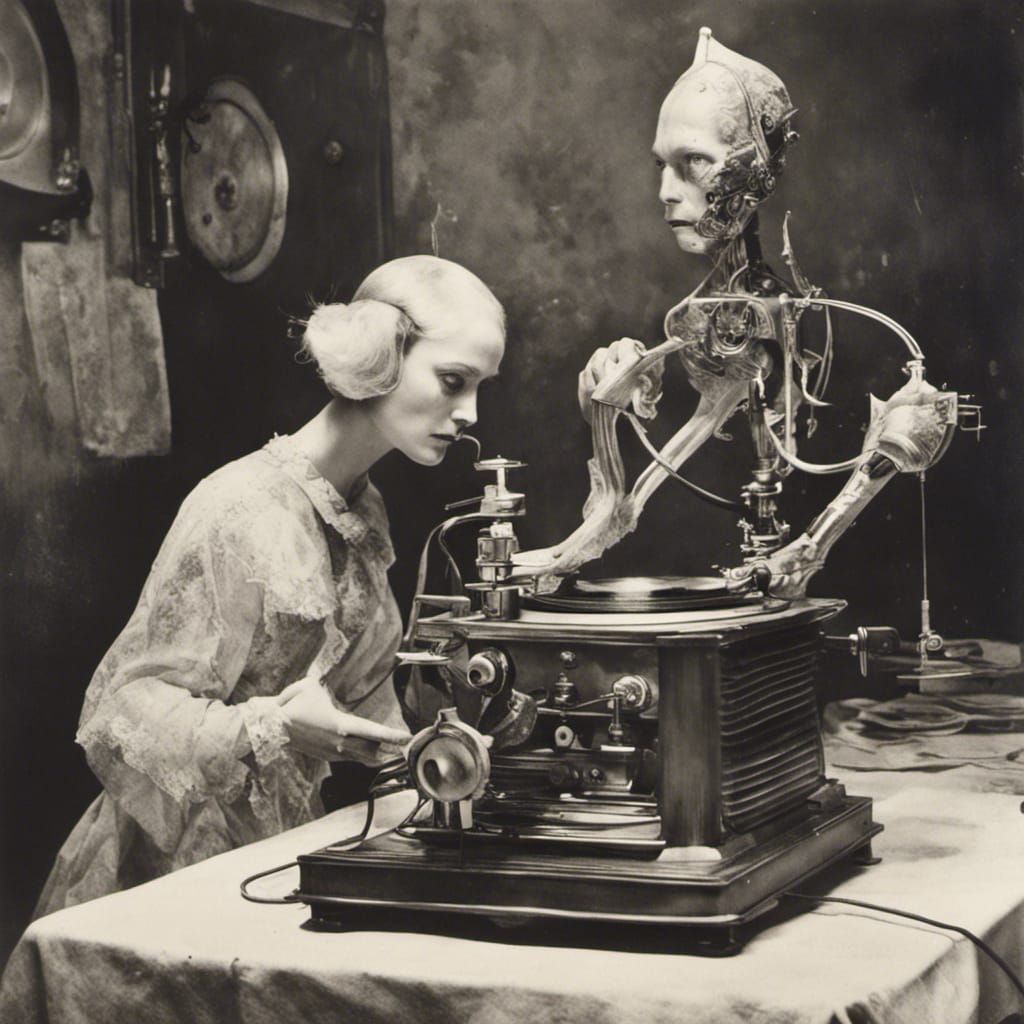 The Saint and Sinner Listening to Gramophone