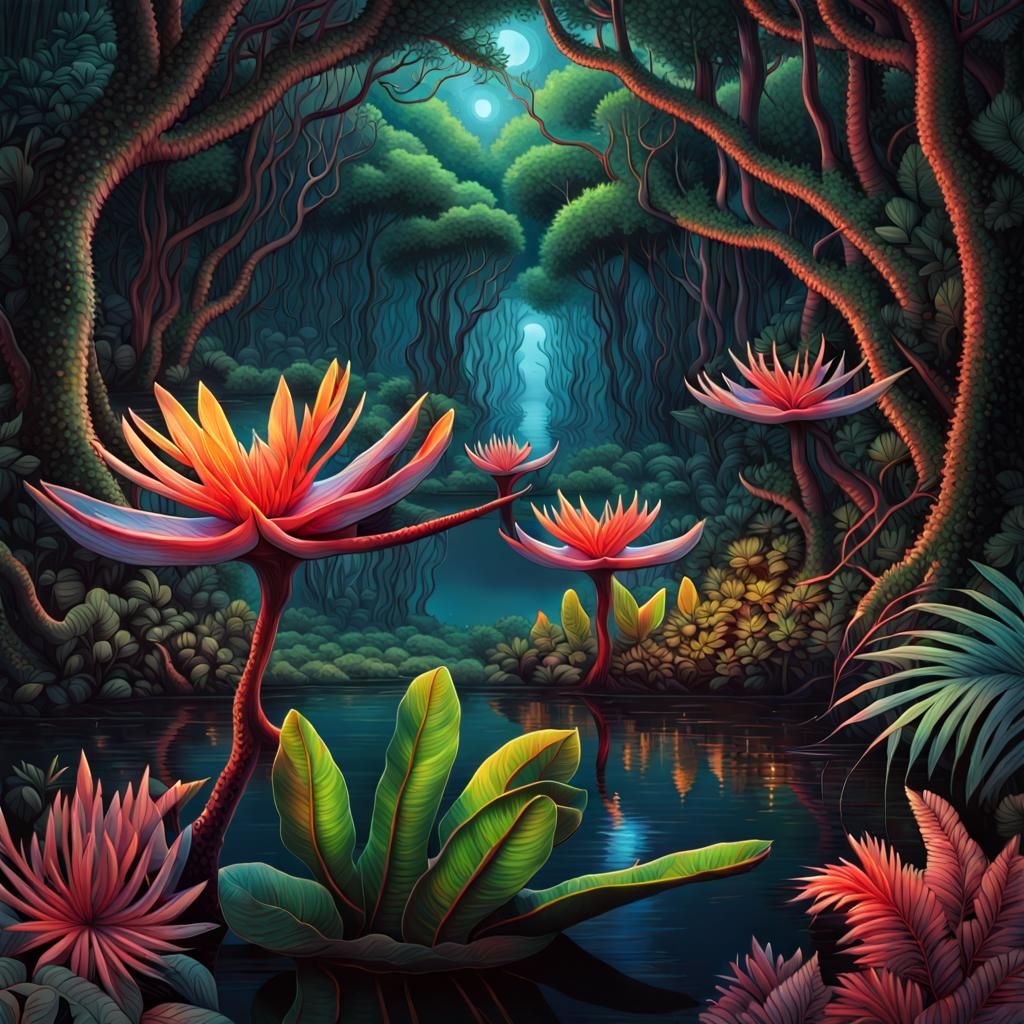 Sentient Mangrove Flowers: Astral Cosmic Photography