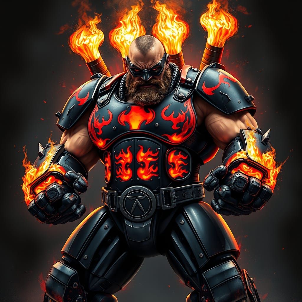 Furious Mecha Wrestler in Sci-Fi Graffiti Art