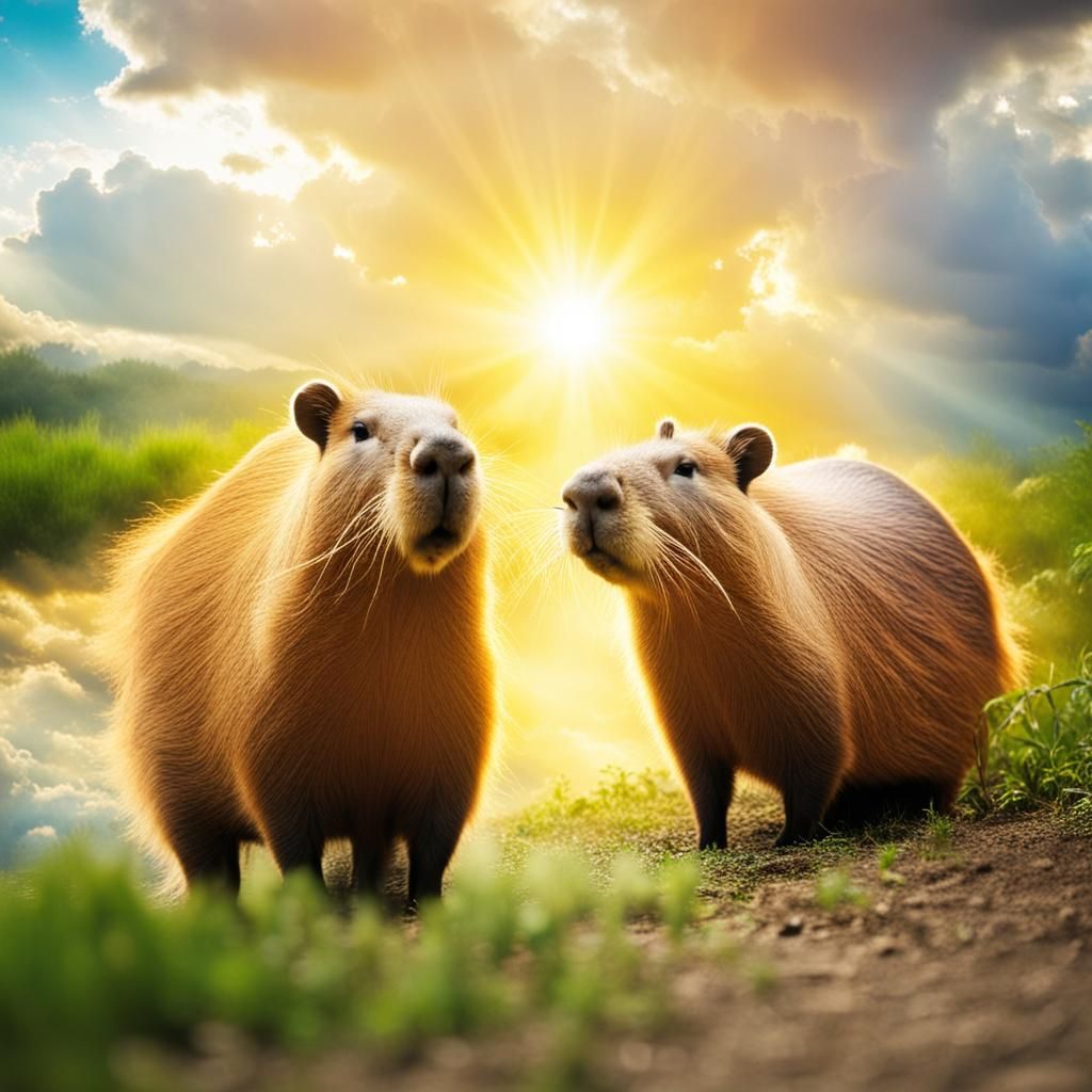 Capybara in Divine Sunshine