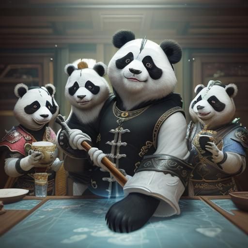 Adventuring Pandas Recruiting at Tavern, 3D Game Cinematic