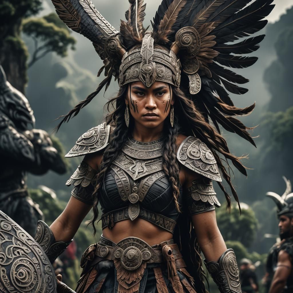 Hyperrealistic Maori Valkyrie in HDR