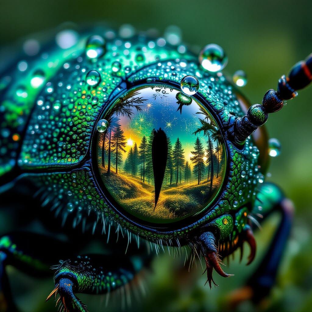 Emerald Beetle's Eye: A Macro Photorealistic Jewel