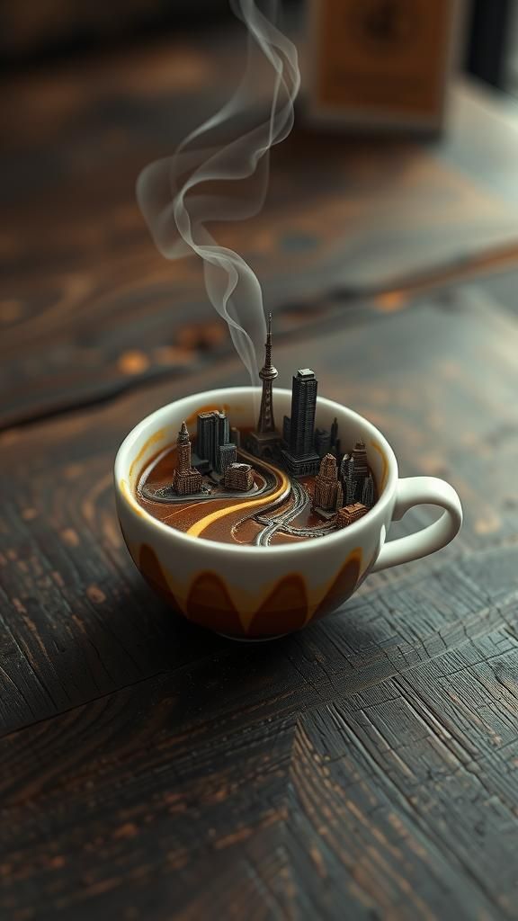 Coffee Cup Portal to Miniature Metropolis