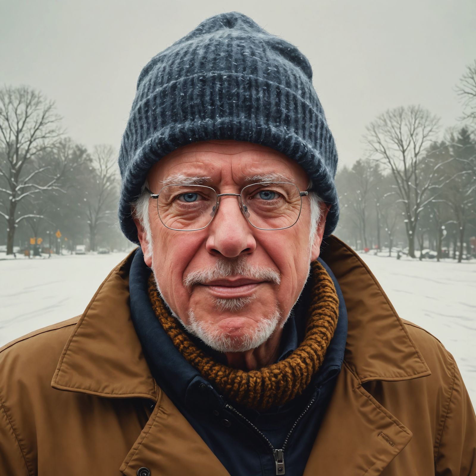 Bernie Sanders Portrait with Beanie in Oil Paint