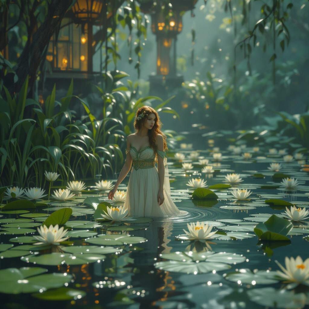 Anna Kendrick as Nymph in Pre-Raphaelite Style