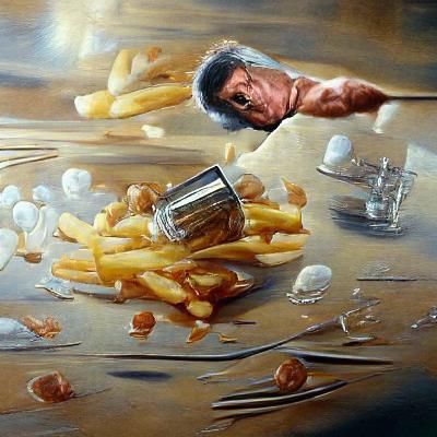 Sylvester Stallone's Salty Fries, Oil Painting