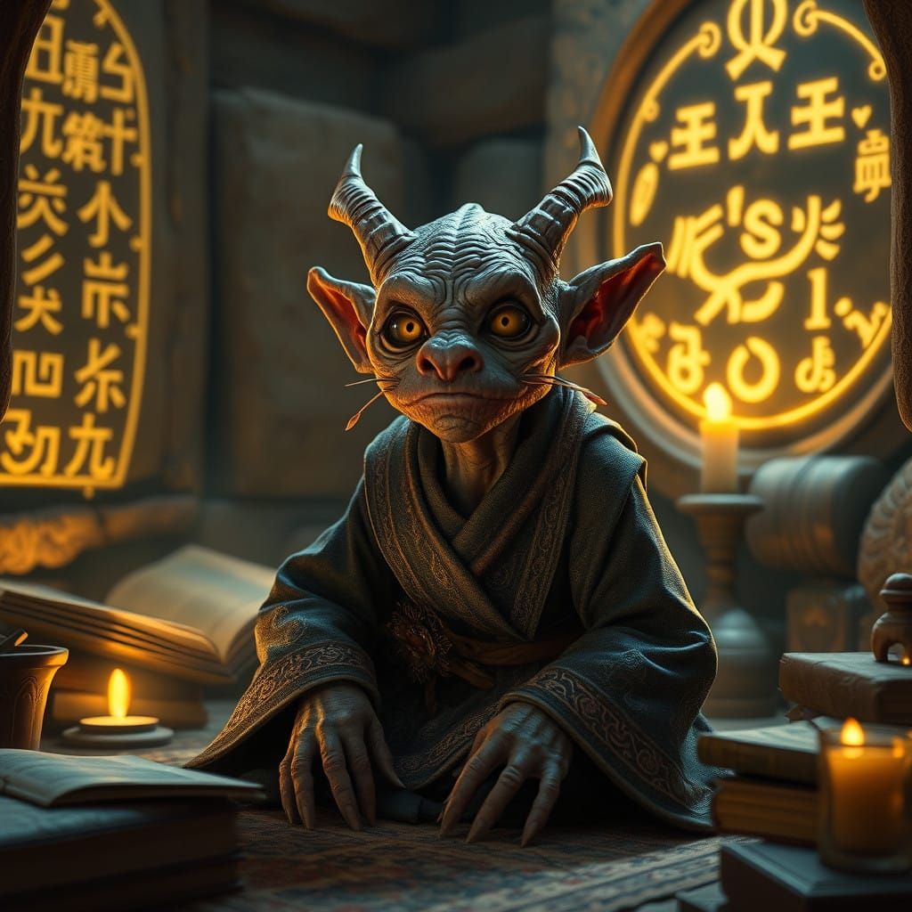 Elderly Kobold Grandma's Mystic Sanctum in Deep Color