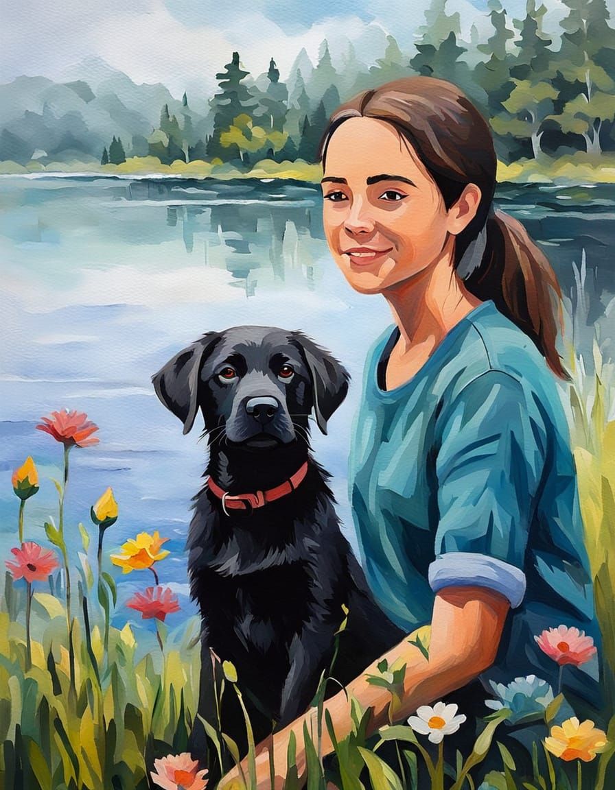 Black Labrador Puppy Portrait by Misty Lake
