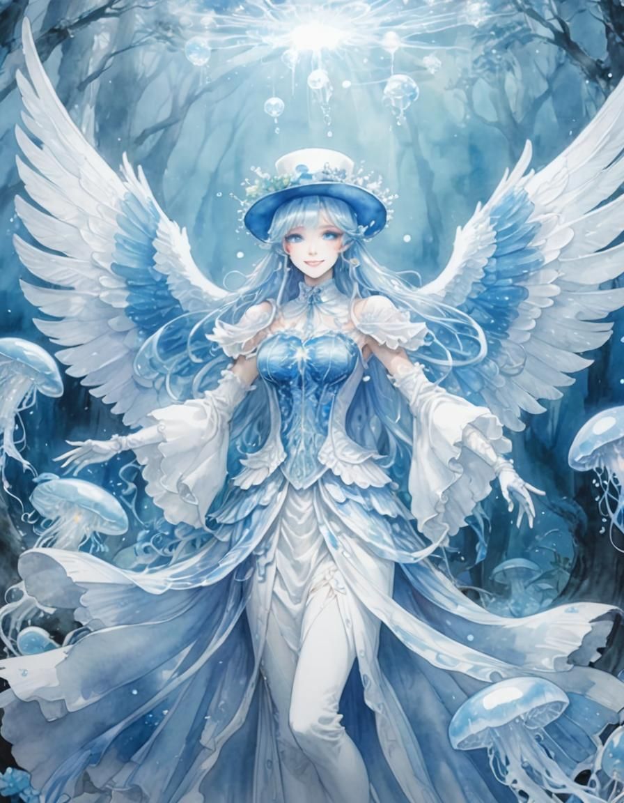 Monster Lord with Angel Wings in Watercolor Art