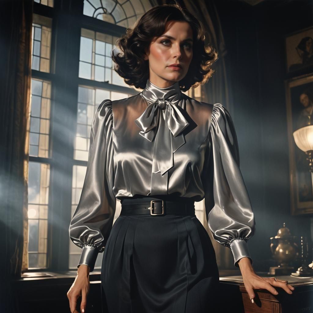 Elegant Woman in Silver Blouse, 1970s Photograph