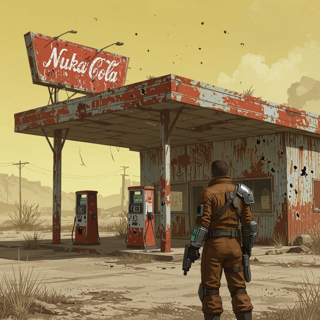 Fallout Wanderer at Desolate Gas Station