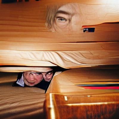 Person Hiding Under Bed