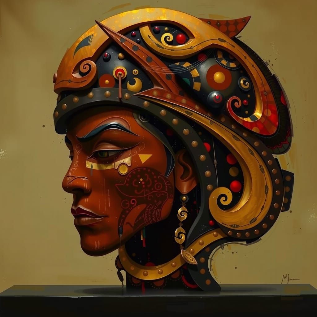 Abstract Expressionist Painting with Iridescent Metallic Hue...