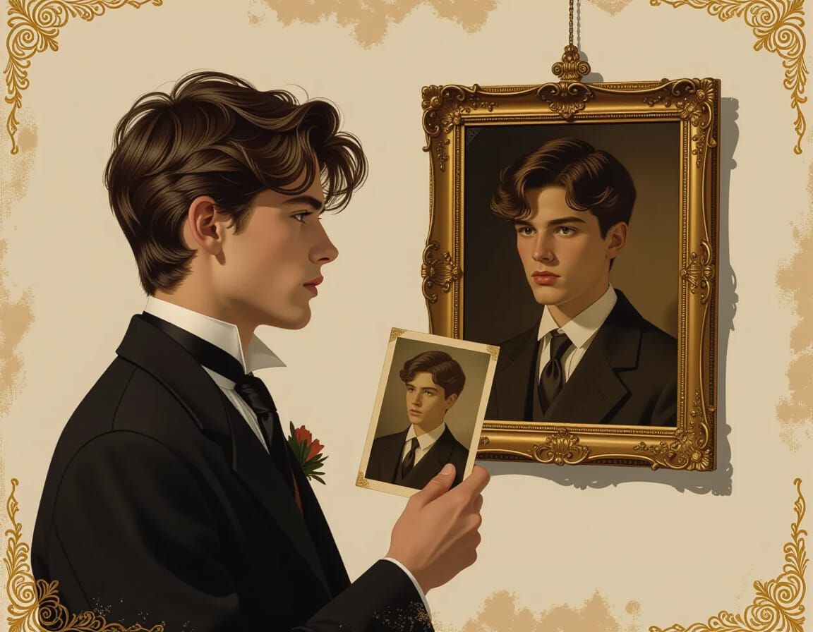 Teenager Contemplates Reflection in Hyperrealistic Portrait