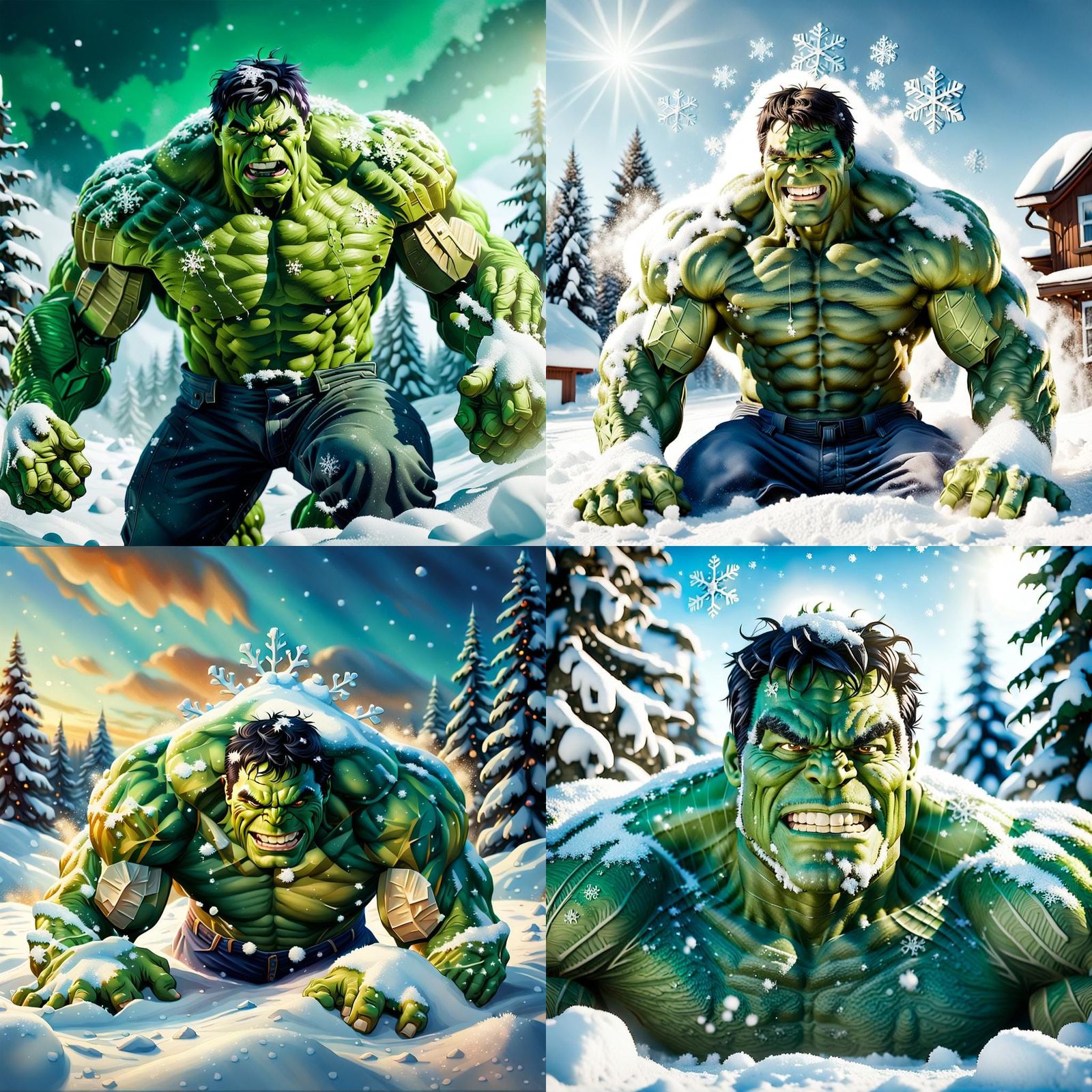 Hulk Makes a Snow Angel in Deep Snow