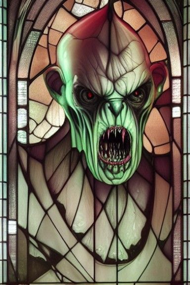Stained Glass Grotesque Horror Monster