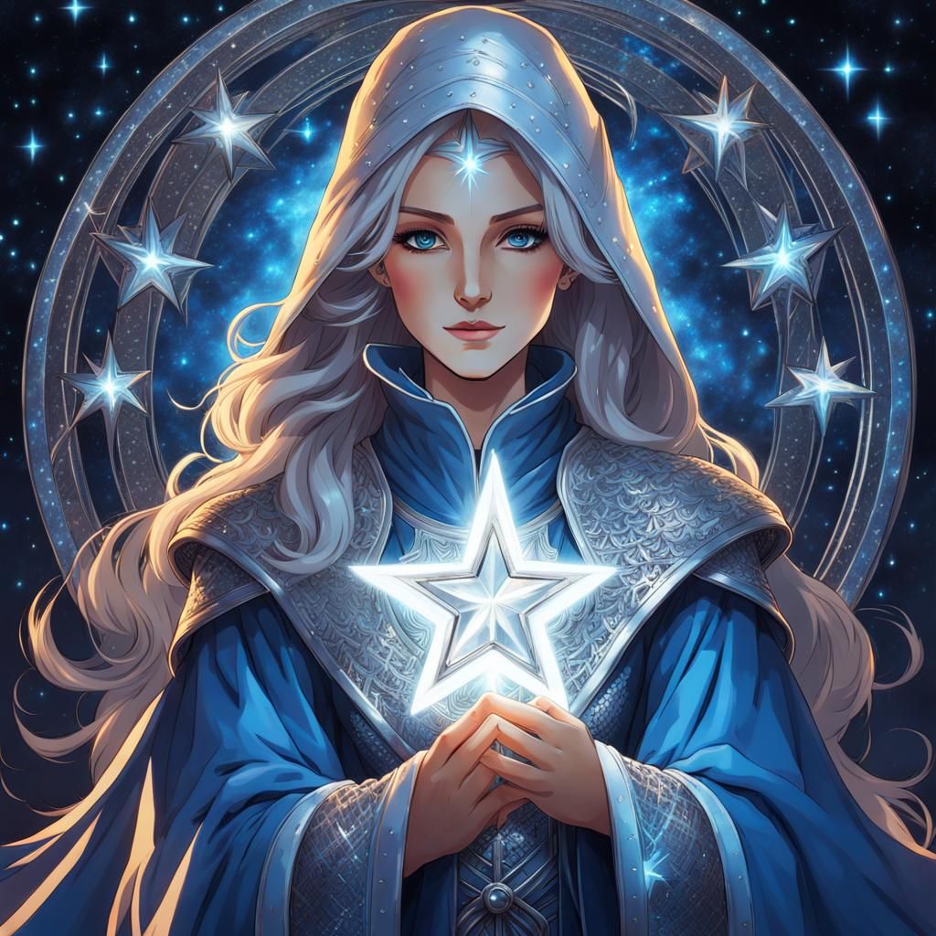Anime Woman Cleric with Star Symbol