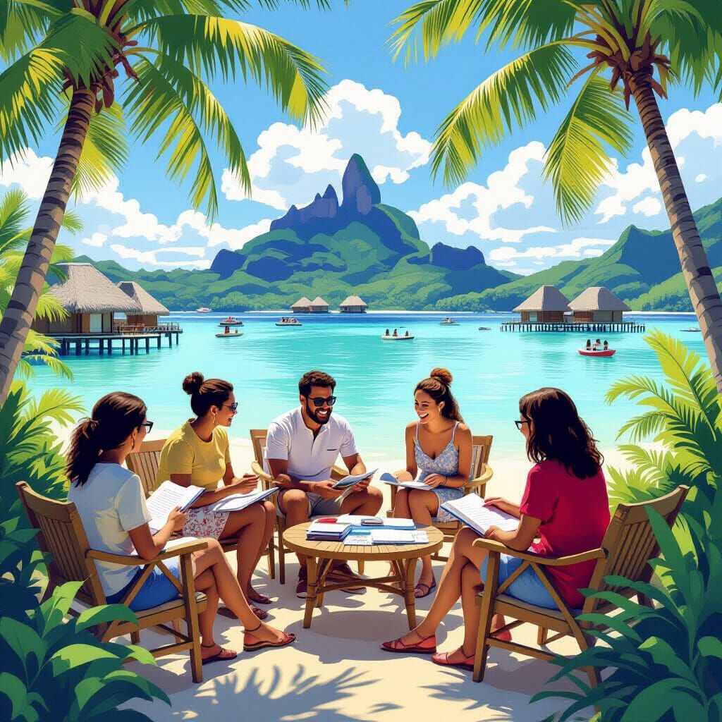 Bora Bora French Class Scene with Locals and Learners
