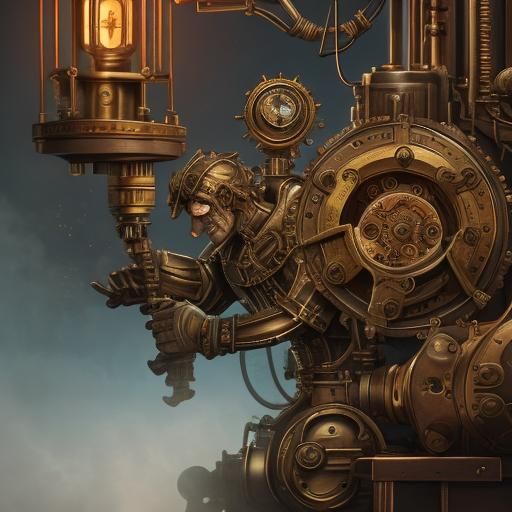 Steampunk Time Master Adjusting Clockwork Engine