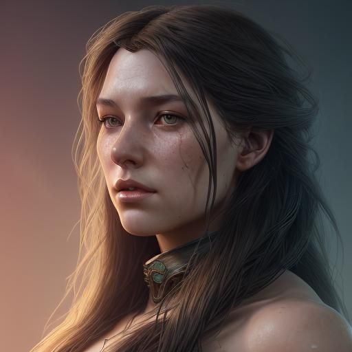 Woman Winner Portrait in Art Nouveau Style