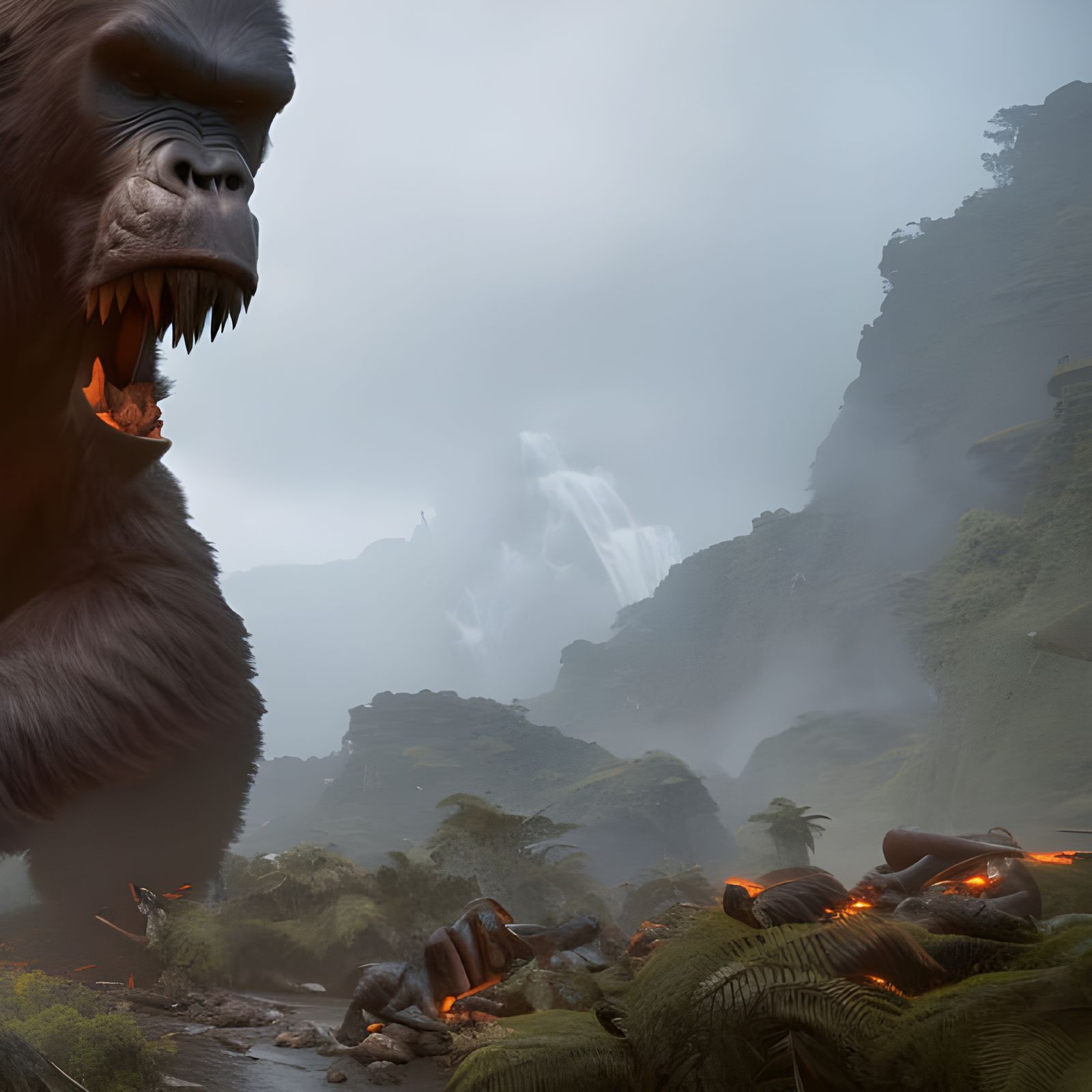 King Kong and Ann: Detailed Fantasy Artwork