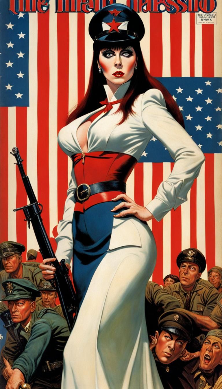 Elvira as patriotic world war 2 superhero