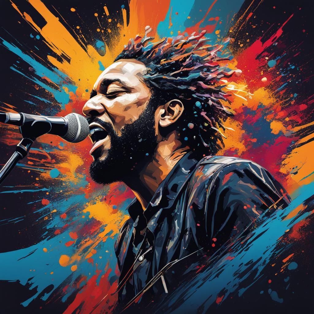 Hyperrealistic Abstract Music Band in Splash Art Style