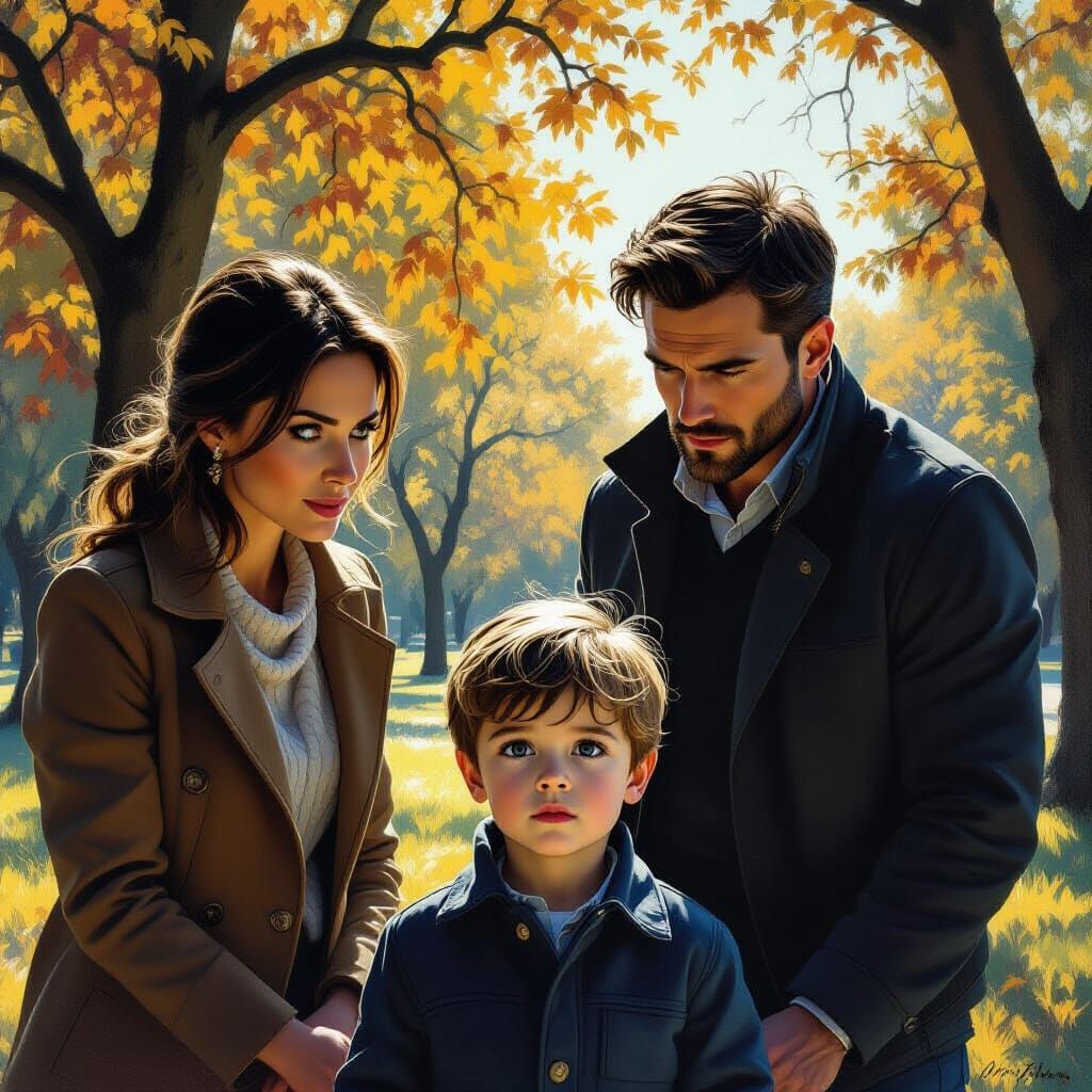Parents Watch Son Like Hawks in Sun-Dappled Park