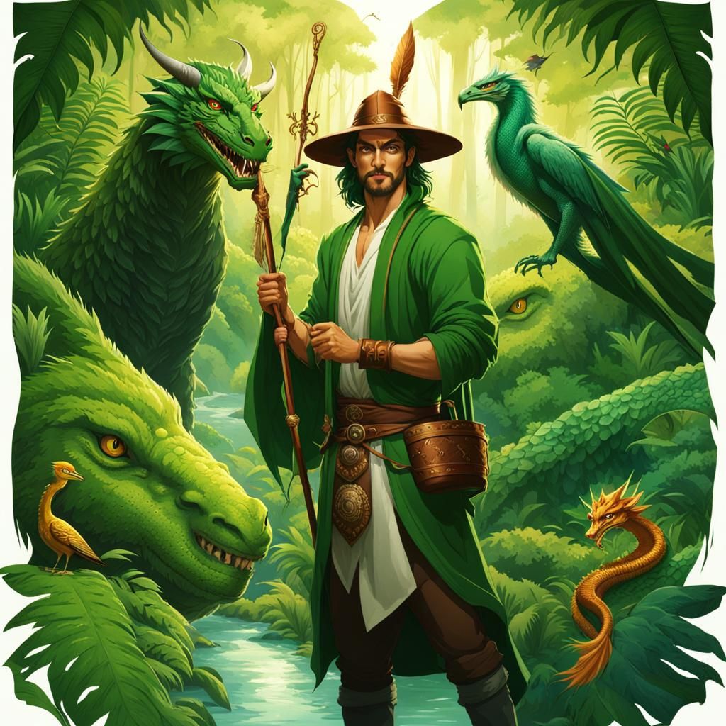 Jungle Beast Master with Dragon and Magic Staff