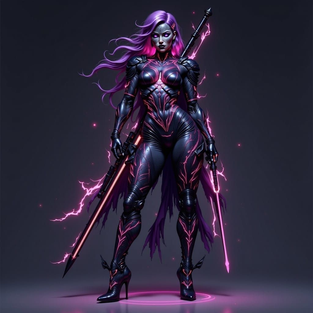 Cyberpunk Cyborg Woman with Cybernetic Implants