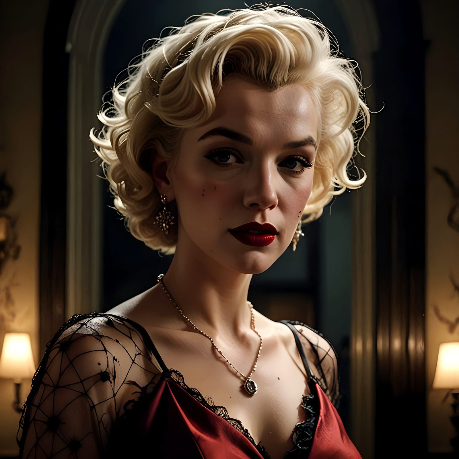 Dreamlike Gothic Goddess in Ruby Red