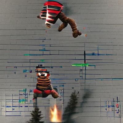 Cartoon Monster Rocket Launching into Space