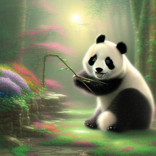 Cute Panda in Ethereal Fantasy Style