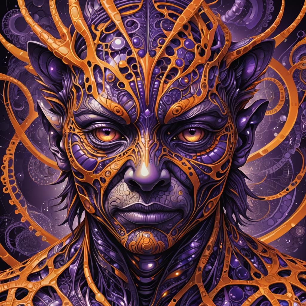 Abstract Fractal Portrait: Alien Tiger Evolution