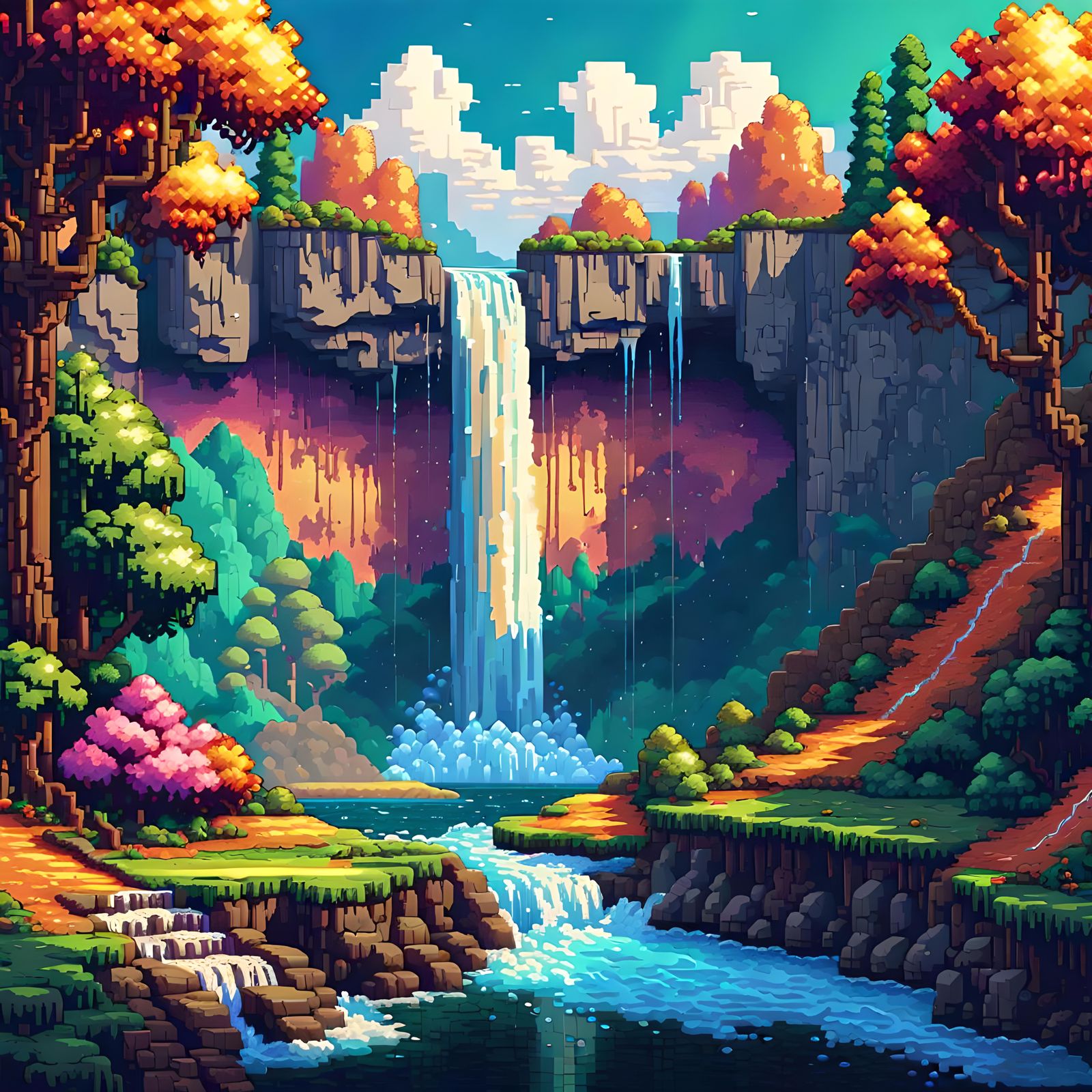 Majestic pixel art landscape